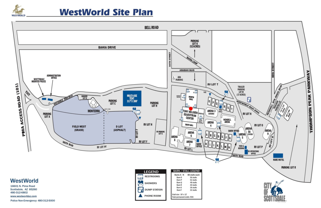 WestWorld Amusement Park site plan with lagoon, buildings, parking, and paths for easy navigation.