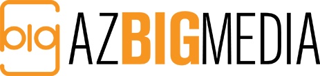 Modern AZBIGMEDIA Logo: Dark Gray and Orange Text with Stylized Magnifying Glass Icon.