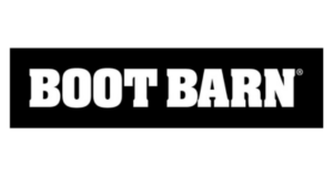 Boot Barn logo in bold white on black, emphasizing ruggedness and trademark protection.