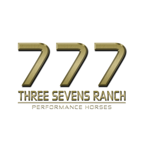 Gold 777 logo for Three Sevens Ranch, specializing in performance horses.