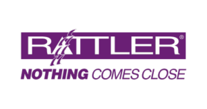 RATTLER logo with bold purple text, athletic figure, and tagline NOTHING COMES CLOSE.