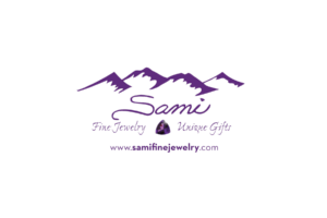 Purple mountain logo for Sami’s Studio & Stage with website link.