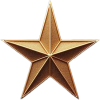 Golden 3D star with ridges, ideal for awards and high-quality designs.
